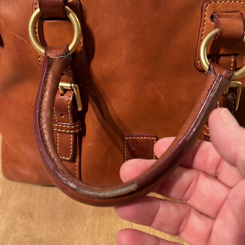 Dooney & Bourke Brown Leather Satchel with Gold Hardware - Picture 9 of 12